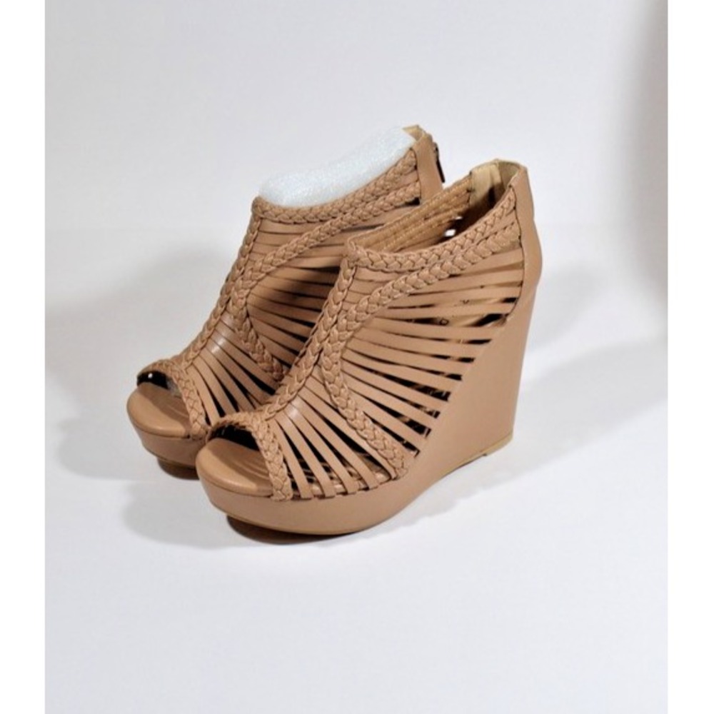 Torrid Strappy Braided Wedge Platform Wedge Sandal Size 10 W tan